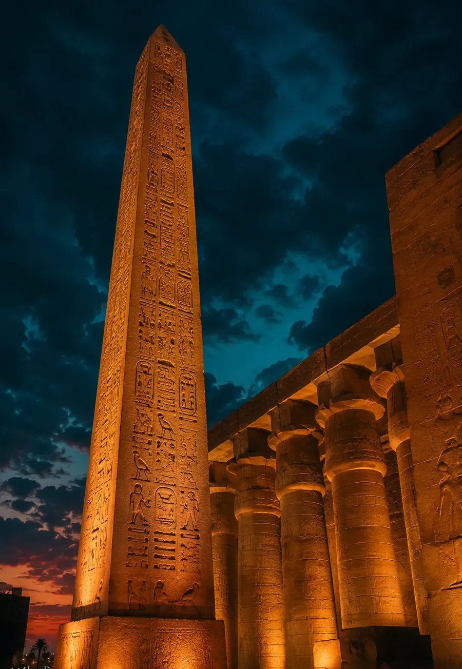 Egyptian obelisk with hieroglyphs — trust carved in stone